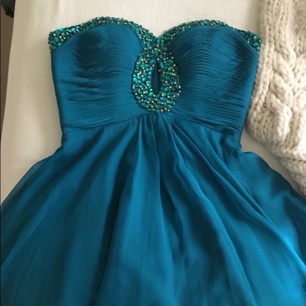 Sherri Hill cocktail dress peacock size 4